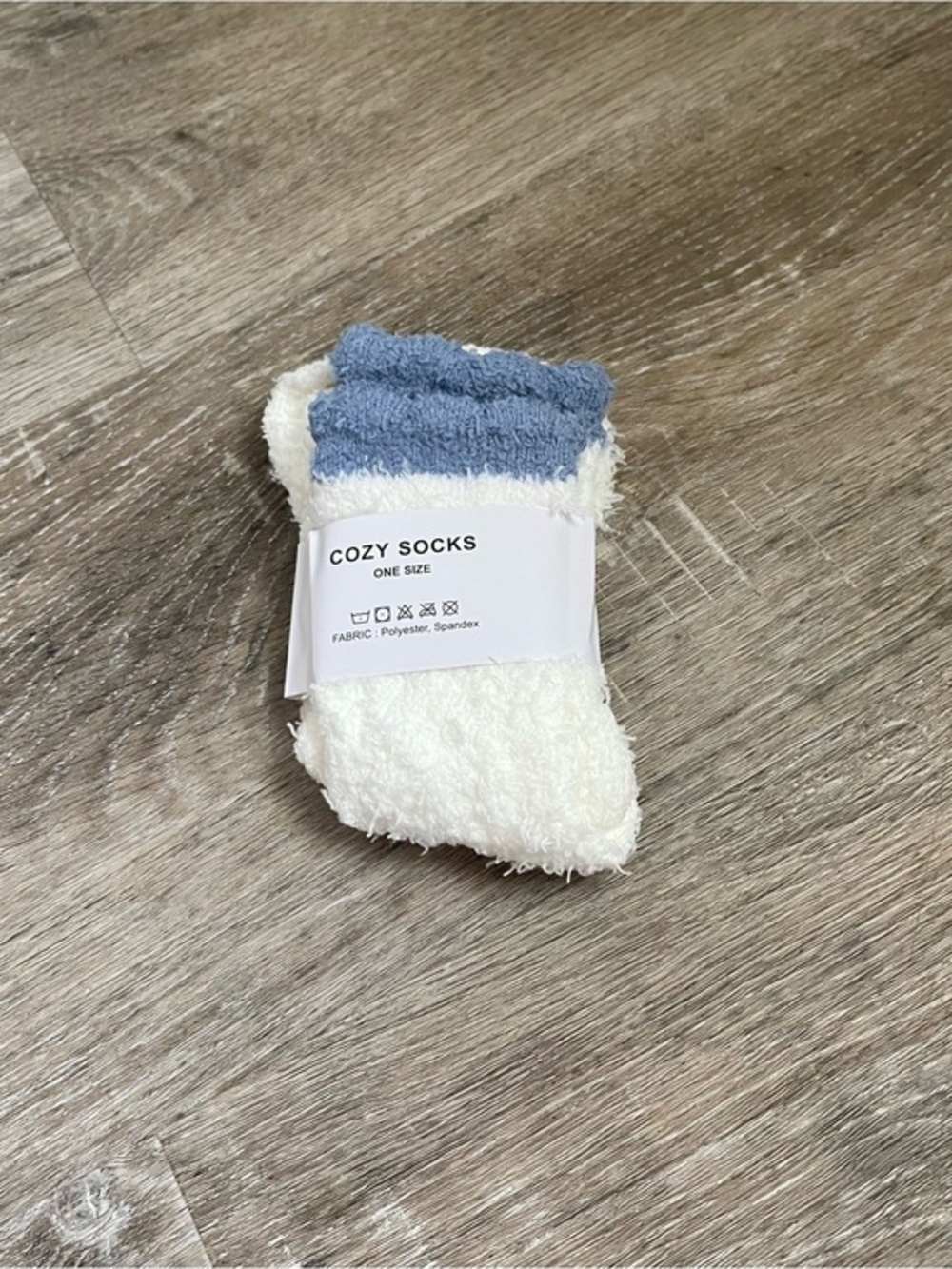 Cozy Socks Blue & White Plush Fuzzy Slouch Socks One Size Soft Warm Lounge